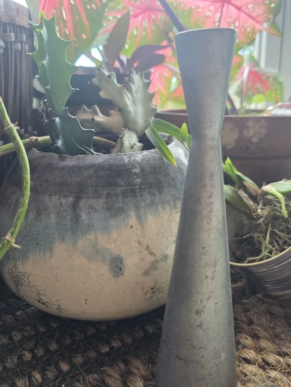 Vintage National Pewter Minimalist Bud Vase Brutalist MCM Decor - Picture 6 of 12